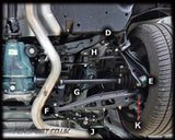 GT86 rear suspension diagram with bush fitments